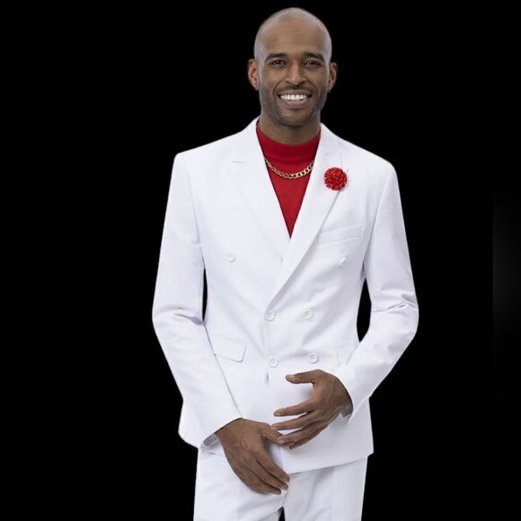 MEN'S WHITE 2 PIECE REGULAR FIT DOUBLE BREASTED FASHION SUIT. M2772. - Picture 1 of 1